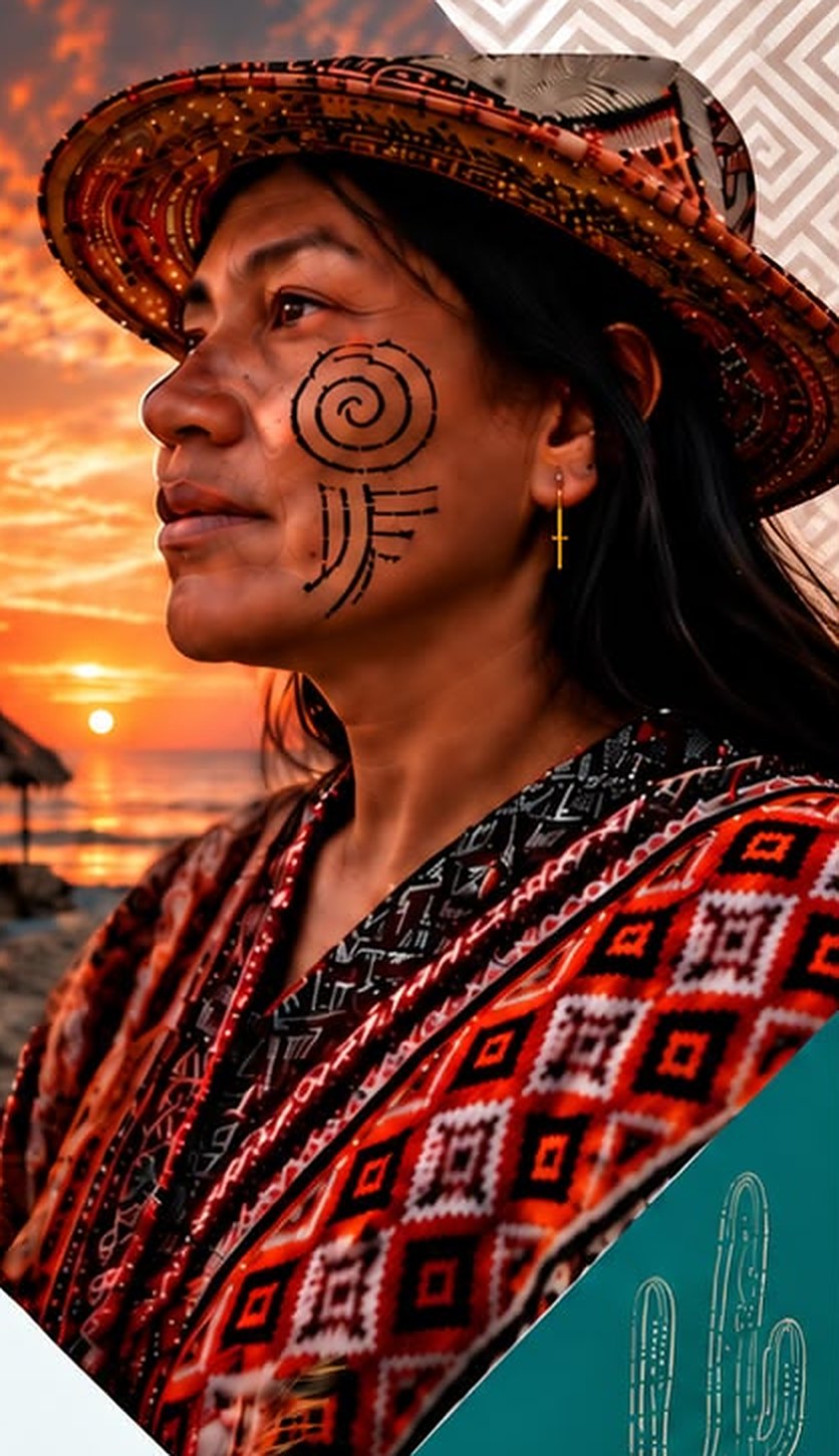 Mujer wayuu al atardecer en La Guajira